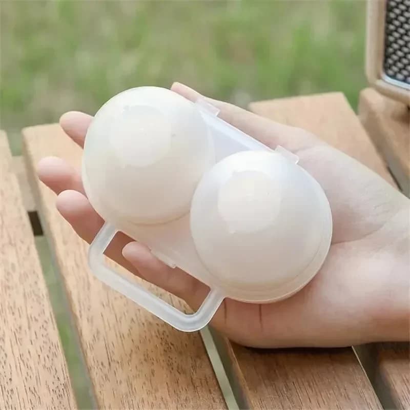 Prenosna plastična škatla za 2 jajci – zaščitna posoda proti udarcem za hladilnik in na prostem