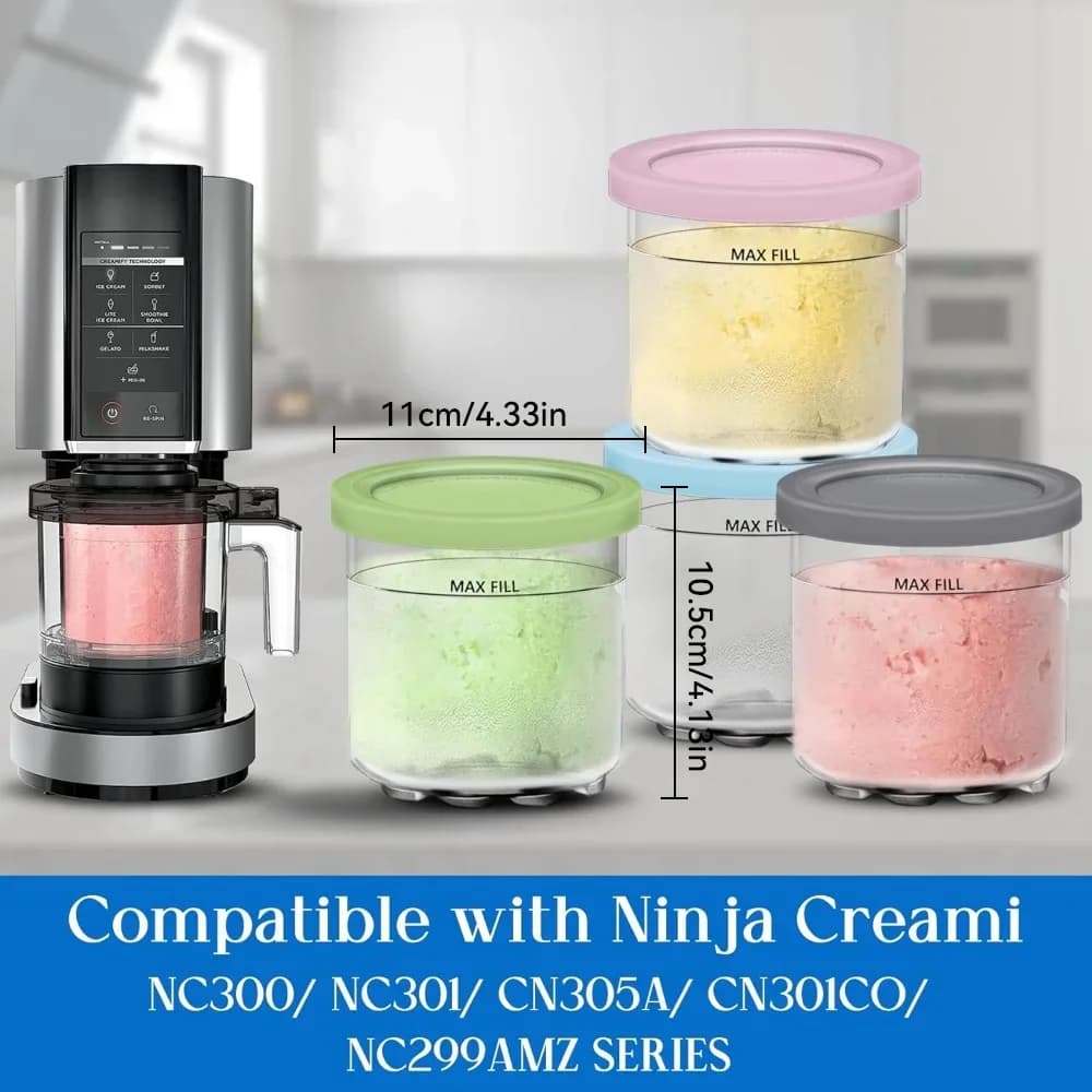 Posodice s pokrovi za Ninja Creami, 4 kosi