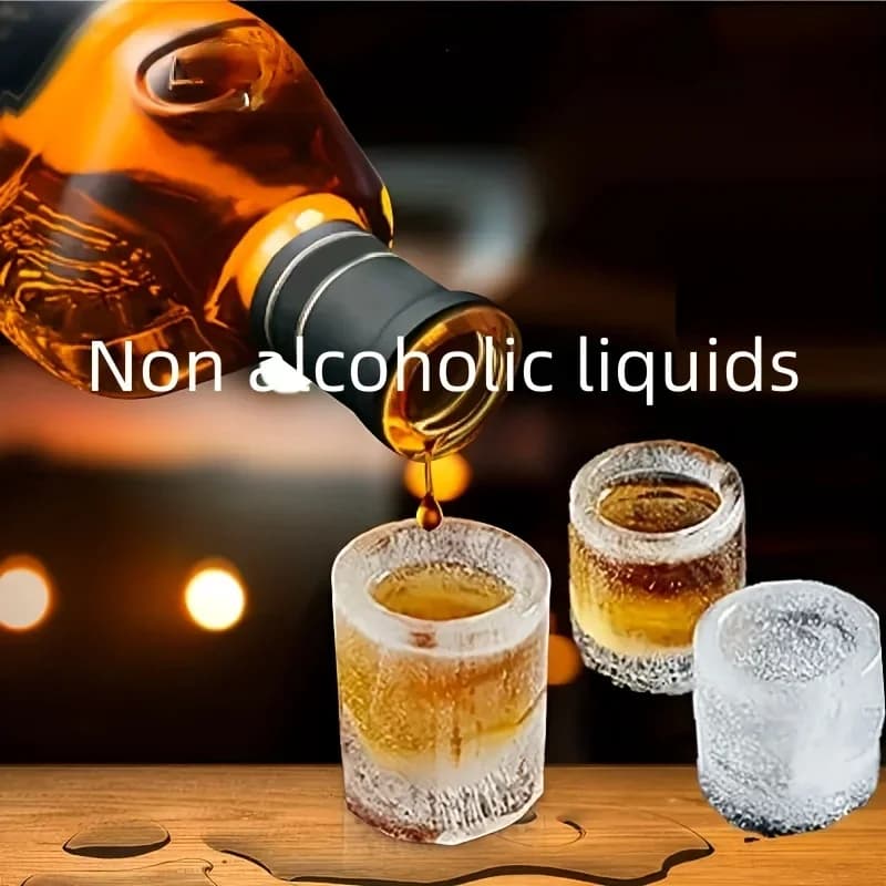 Silikonski model za ledene kocke s 4 odprtinami na pritisk, okrogla oblika za viski in pivo, kuhinjski pripomoček