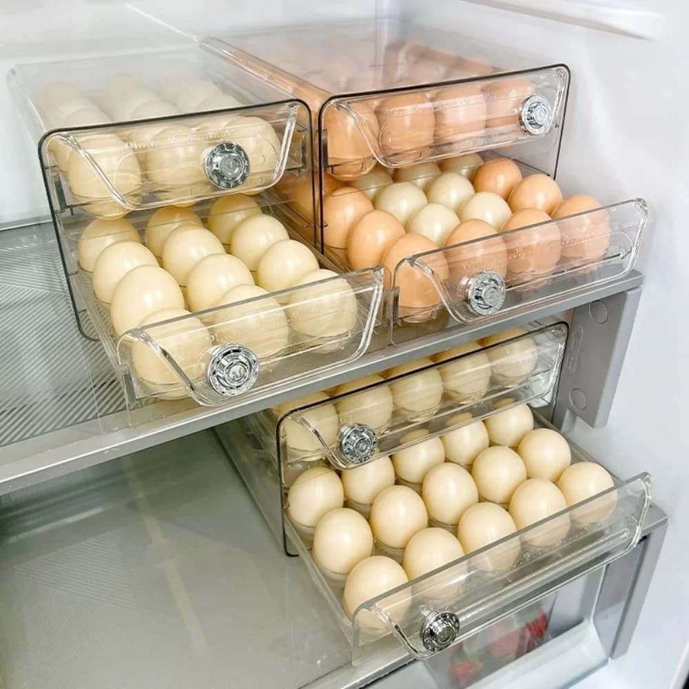 Prozorna dvoslojna škatla za jajca | Plastični predalnik z oznako časa