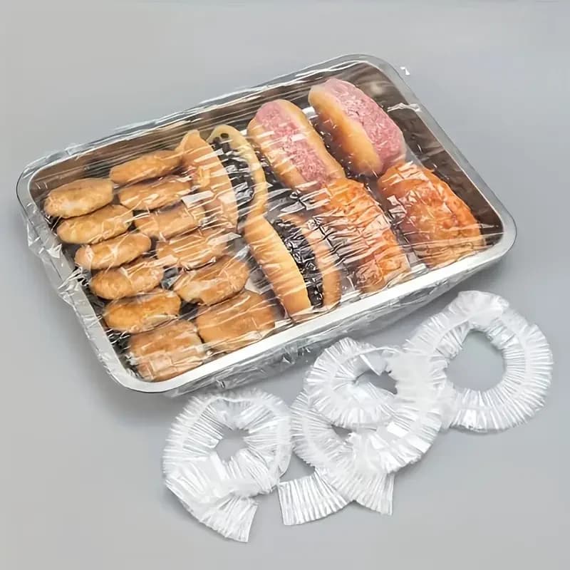 50x elastični PE pokrovi za hrano za večkratno uporabo - raztegljivi plastični pokrovi